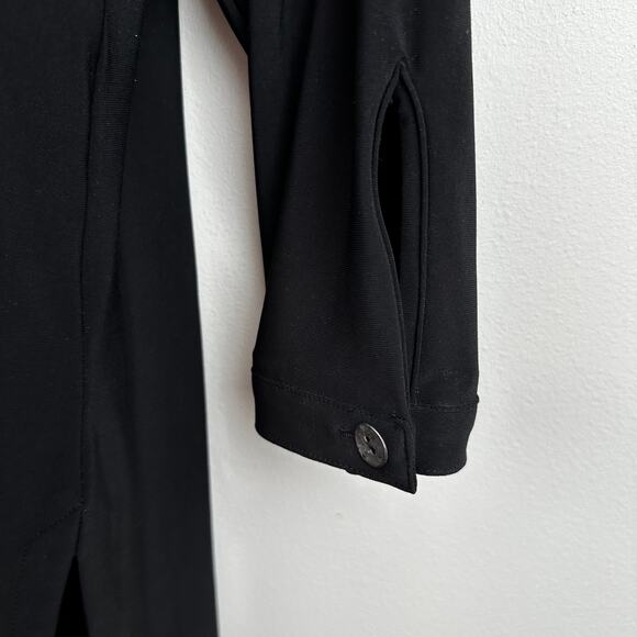 Sympli Tunic Top Blouse Metal Buttons Liquid Knit Black 4 Minimalist Lagenlook - Picture 4 of 12